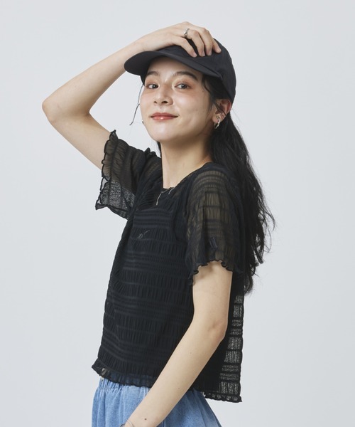 adidas(アディダス)の「【別注】アディダス adidas W SMOCKED SS TEE AP 限定コラボ(Tシャツ/カットソー・レディース・ブルー/オフホワイト/ブラック・S/M/L/XL)」の14枚目の写真