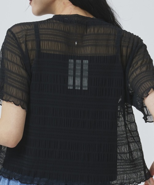 adidas(アディダス)の「【別注】アディダス adidas W SMOCKED SS TEE AP 限定コラボ(Tシャツ/カットソー・レディース・ブルー/オフホワイト/ブラック・S/M/L/XL)」の22枚目の写真