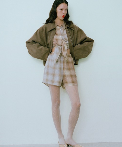 leinwande(ラインヴァンド)の「Combination Check Shorts / コンビネーションチェックショーツ(その他パンツ・レディース・ブルー/オレンジ・ONE SIZE)」の1枚目の写真