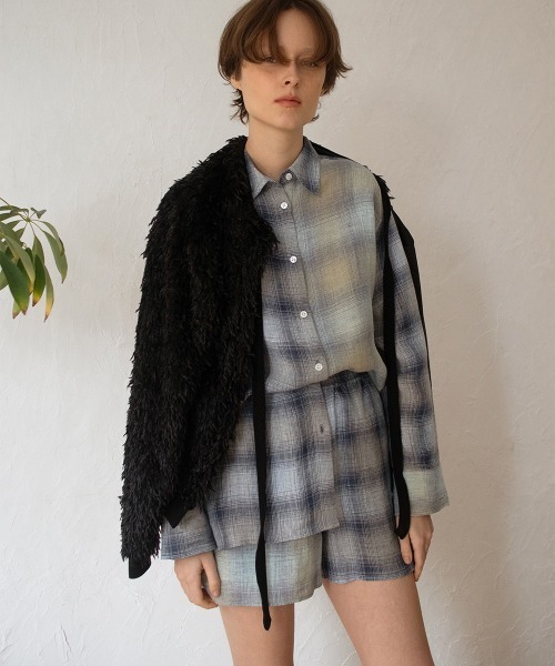 leinwande(ラインヴァンド)の「Combination Check Shorts / コンビネーションチェックショーツ(その他パンツ・レディース・ブルー/オレンジ・ONE SIZE)」の4枚目の写真