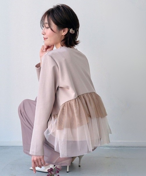 Ehre style（エーレスタイル）の「前はシンプル 後ろで 華やぐ 映えトップス（ニット/セーター・レディース・ブラック/ピンクベージュ・FREE）」の2枚目の写真
