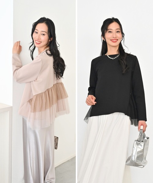 Ehre style（エーレスタイル）の「前はシンプル 後ろで 華やぐ 映えトップス（ニット/セーター・レディース・ブラック/ピンクベージュ・FREE）」の12枚目の写真