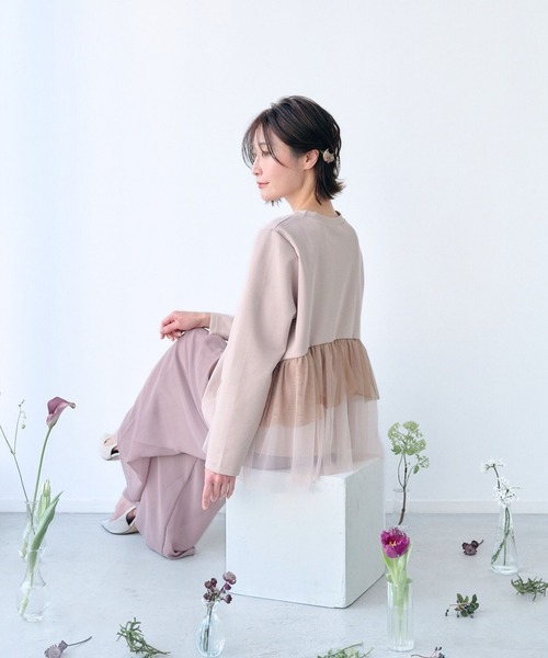 Ehre style（エーレスタイル）の「前はシンプル 後ろで 華やぐ 映えトップス（ニット/セーター・レディース・ブラック/ピンクベージュ・FREE）」の11枚目の写真