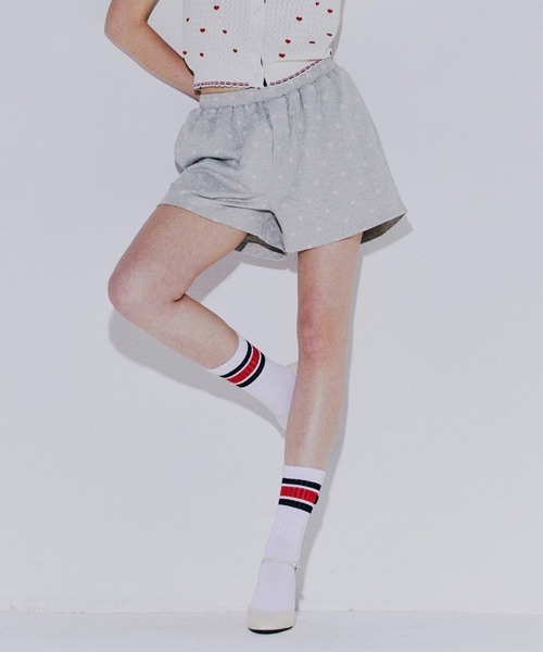 DOUBLE STANDARD CLOTHING（ダブルスタンダードクロージング）の「ハートカット ジャガードショートパンツ（その他パンツ・レディース・グレー/サックスブルー・38/36）」の2枚目の写真