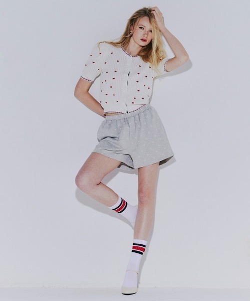 DOUBLE STANDARD CLOTHING（ダブルスタンダードクロージング）の「ハートカット ジャガードショートパンツ（その他パンツ・レディース・グレー/サックスブルー・38/36）」の16枚目の写真