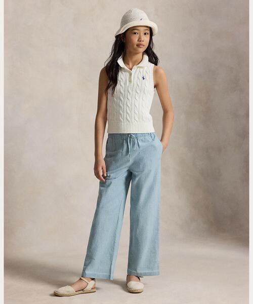 POLO RALPH LAUREN CHILDRENSWEAR(ポロ ラルフ ローレン チルドレンズウェア)の「インディゴ シャンブレー ワイドレッグ パンツ(その他パンツ・キッズ・ブルー・10/14/16/7)」の1枚目の写真