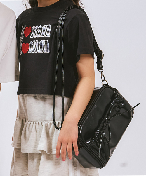 minimal(ミニマル)の「リボンショルダーバッグ(バックパック/リュック・キッズ・ピンク/ブラック/シルバー・F)」の2枚目の写真