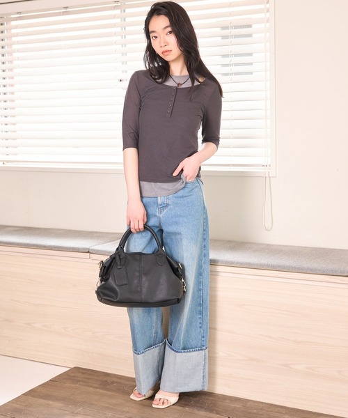 mysty woman(ミスティウーマン)の「シアーレイヤードカットSET 678688(Tシャツ/カットソー・レディース・チャコールグレー/ベージュ/ブラック・FREE)」の9枚目の写真