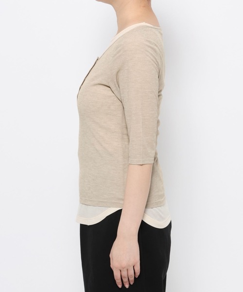 mysty woman(ミスティウーマン)の「シアーレイヤードカットSET 678688(Tシャツ/カットソー・レディース・チャコールグレー/ベージュ/ブラック・FREE)」の13枚目の写真