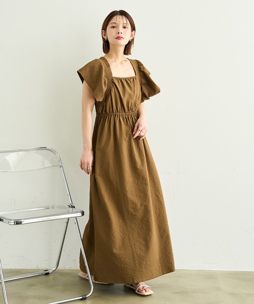 mil(ミル)の「【イージーケア】 シャーリング フリル袖 ワンピース【587199】(ワンピース・レディース・ブラウン/ブラック/チャコールグレー・FREE/XS/S)」の20枚目の写真