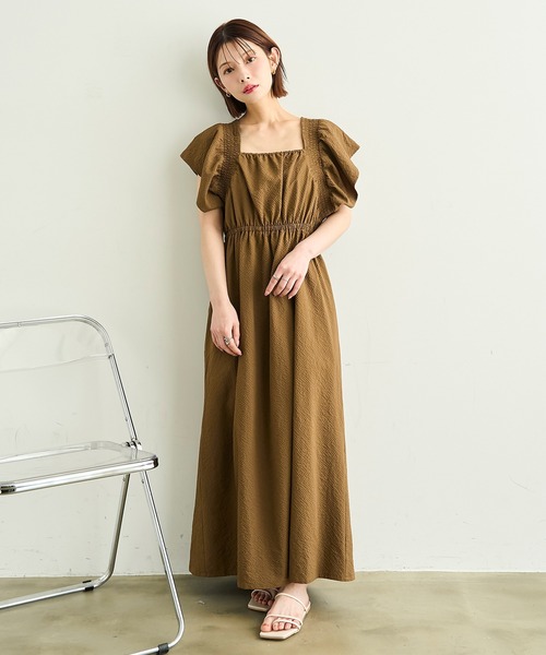 mil(ミル)の「【イージーケア】 シャーリング フリル袖 ワンピース【587199】(ワンピース・レディース・ブラウン/ブラック/チャコールグレー・FREE/XS/S)」の21枚目の写真
