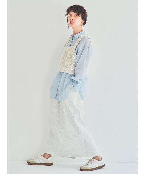 ppさん専用 古着ブラウス、カーディガン、タイトスカート AS2329（ボンマックス）BONOFFICE タイトスカート グレー 紺 イージー