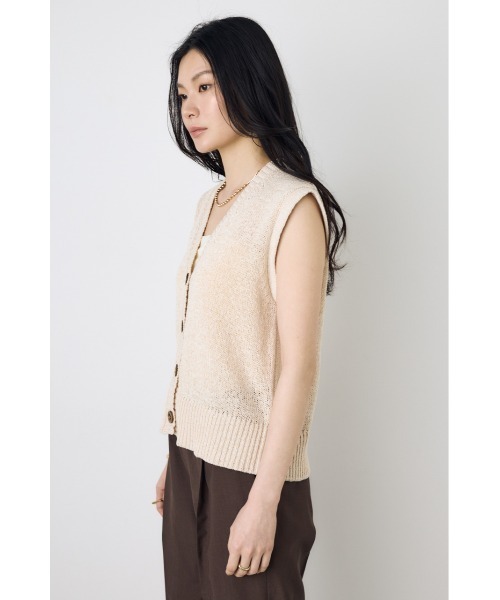 AZUL by moussy(アズールバイマウジー)の「テープヤーンニットジレ(ベスト・レディース・ブラウン/ホワイト系その他/アイボリー・MEDIUM/SMALL)」の7枚目の写真
