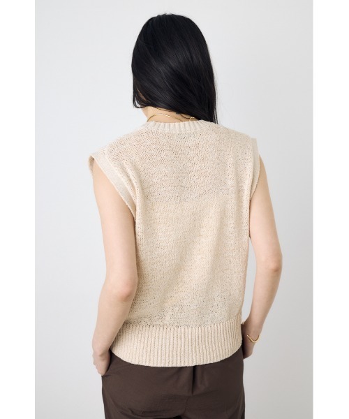 AZUL by moussy(アズールバイマウジー)の「テープヤーンニットジレ(ベスト・レディース・ブラウン/ホワイト系その他/アイボリー・MEDIUM/SMALL)」の8枚目の写真