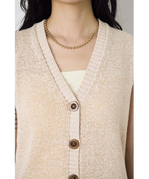 AZUL by moussy(アズールバイマウジー)の「テープヤーンニットジレ(ベスト・レディース・ブラウン/ホワイト系その他/アイボリー・MEDIUM/SMALL)」の10枚目の写真