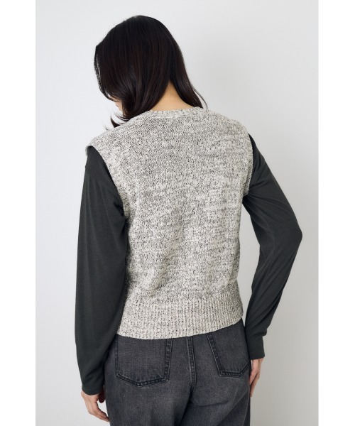 AZUL by moussy(アズールバイマウジー)の「テープヤーンニットジレ(ベスト・レディース・ブラウン/ホワイト系その他/アイボリー・MEDIUM/SMALL)」の14枚目の写真