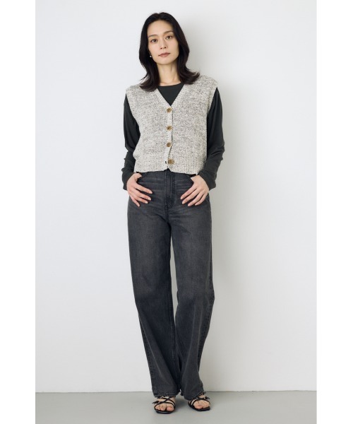 AZUL by moussy(アズールバイマウジー)の「テープヤーンニットジレ(ベスト・レディース・ブラウン/ホワイト系その他/アイボリー・MEDIUM/SMALL)」の15枚目の写真