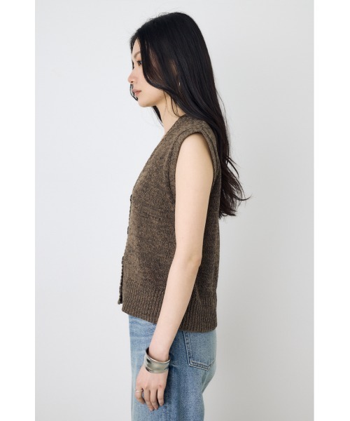 AZUL by moussy(アズールバイマウジー)の「テープヤーンニットジレ(ベスト・レディース・ブラウン/ホワイト系その他/アイボリー・MEDIUM/SMALL)」の22枚目の写真