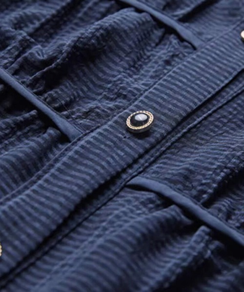 ONEP STAR(ワンピスター)の「Vネックギャザーブラウス(シャツ/ブラウス・レディース・ネイビー・MEDIUM/LARGE)」の2枚目の写真