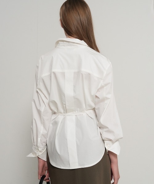 GENERAL IDEA（ジェネラルアイデア）の「【GENERAL IDEA】ベルト付きピンタックシャツ / BELTED PINTUCK SHIRT（シャツ/ブラウス・レディース・ブラック/ホワイト/ライトグリーン・S/M/L）」の11枚目の写真