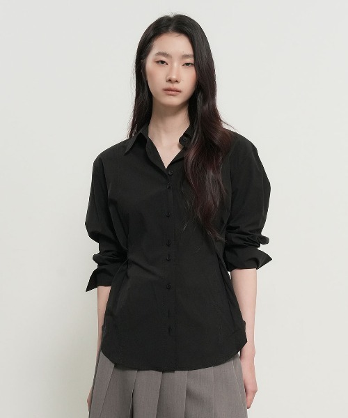 GENERAL IDEA（ジェネラルアイデア）の「【GENERAL IDEA】ベルト付きピンタックシャツ / BELTED PINTUCK SHIRT（シャツ/ブラウス・レディース・ブラック/ホワイト/ライトグリーン・S/M/L）」の16枚目の写真