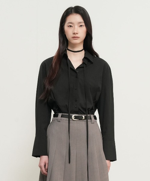 GENERAL IDEA（ジェネラルアイデア）の「【GENERAL IDEA】ベルト付きピンタックシャツ / BELTED PINTUCK SHIRT（シャツ/ブラウス・レディース・ブラック/ホワイト/ライトグリーン・S/M/L）」の17枚目の写真