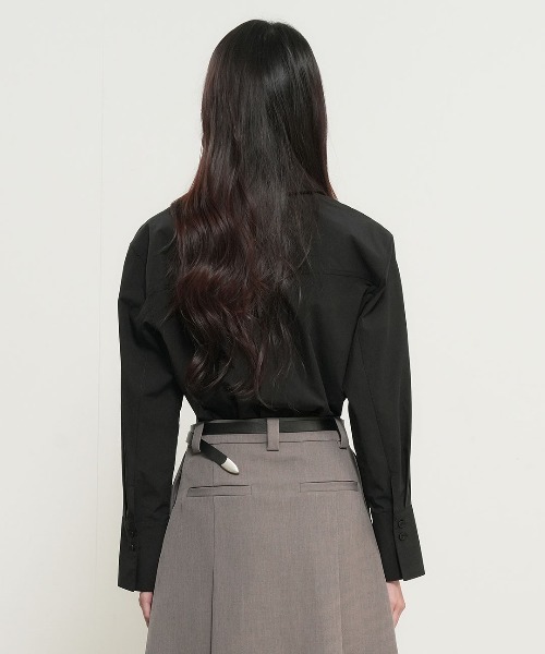 GENERAL IDEA（ジェネラルアイデア）の「【GENERAL IDEA】ベルト付きピンタックシャツ / BELTED PINTUCK SHIRT（シャツ/ブラウス・レディース・ブラック/ホワイト/ライトグリーン・S/M/L）」の18枚目の写真