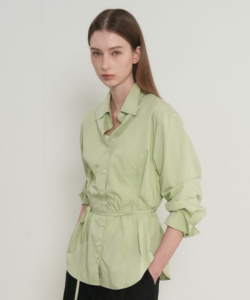 GENERAL IDEA（ジェネラルアイデア）の「【GENERAL IDEA】ベルト付きピンタックシャツ / BELTED PINTUCK SHIRT（シャツ/ブラウス・レディース・ブラック/ホワイト/ライトグリーン・S/M/L）」の21枚目の写真