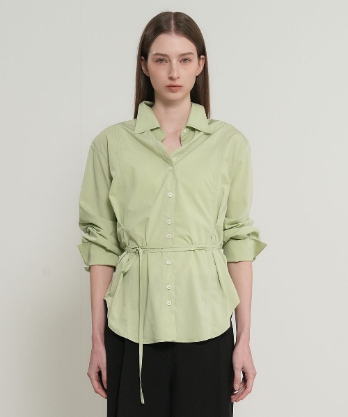 GENERAL IDEA（ジェネラルアイデア）の「【GENERAL IDEA】ベルト付きピンタックシャツ / BELTED PINTUCK SHIRT（シャツ/ブラウス・レディース・ブラック/ホワイト/ライトグリーン・S/M/L）」の22枚目の写真