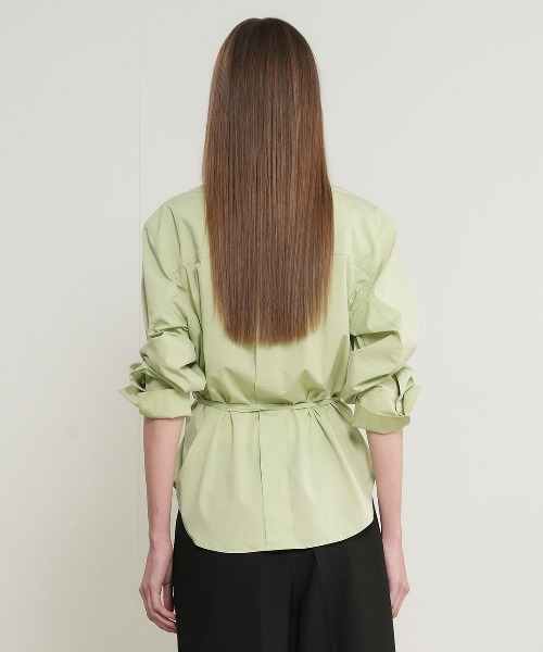 GENERAL IDEA（ジェネラルアイデア）の「【GENERAL IDEA】ベルト付きピンタックシャツ / BELTED PINTUCK SHIRT（シャツ/ブラウス・レディース・ブラック/ホワイト/ライトグリーン・S/M/L）」の4枚目の写真