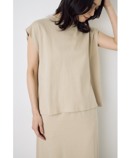 AZUL by moussy(アズールバイマウジー)の「【セットアップ対応】ノースリーブトップス カットトップス 夏服 秋服 春服(Tシャツ/カットソー・レディース・ライトブラック/ベージュ/オフホワイト/ブルー・SMALL/MEDIUM)」の4枚目の写真
