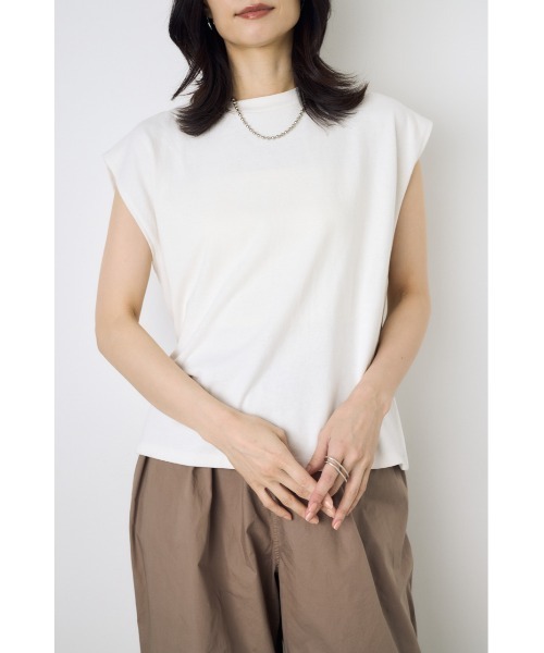 AZUL by moussy(アズールバイマウジー)の「【セットアップ対応】ノースリーブトップス カットトップス 夏服 秋服 春服(Tシャツ/カットソー・レディース・ライトブラック/ベージュ/オフホワイト/ブルー・SMALL/MEDIUM)」の2枚目の写真