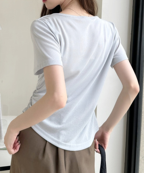 Ada.(エイダ)の「首元レース タイトフィット ドレープ カットソー(Tシャツ/カットソー・レディース・ホワイト/イエロー/ブルー/グレー・FREE)」の9枚目の写真