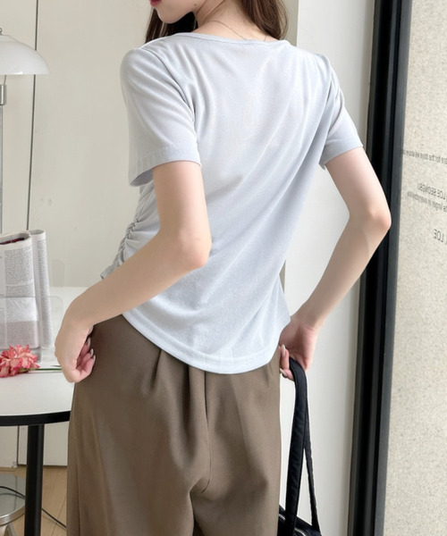 Ada.(エイダ)の「首元レース タイトフィット ドレープ カットソー(Tシャツ/カットソー・レディース・ホワイト/イエロー/ブルー/グレー・FREE)」の10枚目の写真