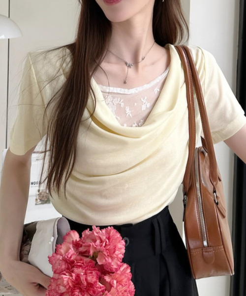 Ada.(エイダ)の「首元レース タイトフィット ドレープ カットソー(Tシャツ/カットソー・レディース・ホワイト/イエロー/ブルー/グレー・FREE)」の17枚目の写真