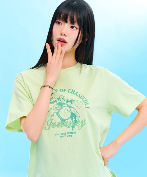 CHASECULT(チェイスカルト)の「レディース フルーツドローイング 半袖Tシャツ-FBZG5852C0Y(Tシャツ/カットソー・レディース・ダークグリーン・85/90)」の3枚目の写真