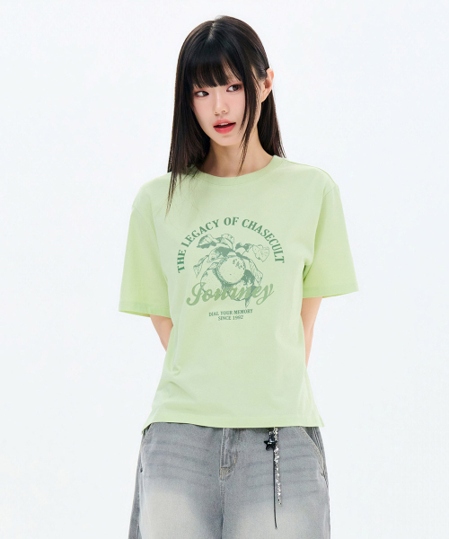 CHASECULT(チェイスカルト)の「レディース フルーツドローイング 半袖Tシャツ-FBZG5852C0Y(Tシャツ/カットソー・レディース・ダークグリーン・85/90)」の4枚目の写真