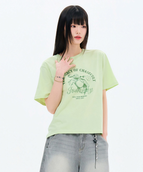 CHASECULT(チェイスカルト)の「レディース フルーツドローイング 半袖Tシャツ-FBZG5852C0Y(Tシャツ/カットソー・レディース・ダークグリーン・85/90)」の5枚目の写真