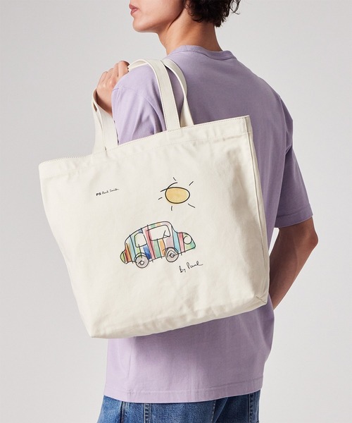 PS Paul Smith(ピーエスポールスミス)の「Drawn by Paul トートバッグ【363011 B280T】(トートバッグ・メンズ・オフホワイト/キナリ・FREE)」の1枚目の写真