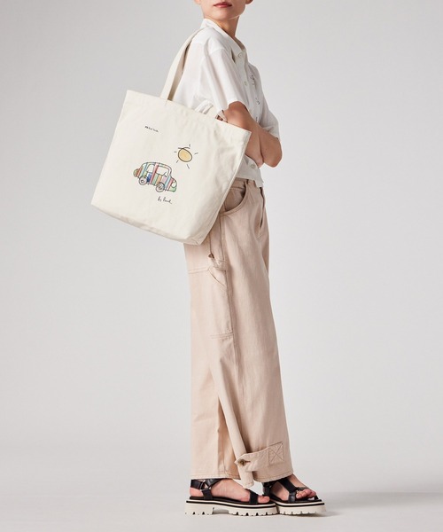 PS Paul Smith(ピーエスポールスミス)の「Drawn by Paul トートバッグ【363011 B280T】(トートバッグ・メンズ・オフホワイト/キナリ・FREE)」の4枚目の写真