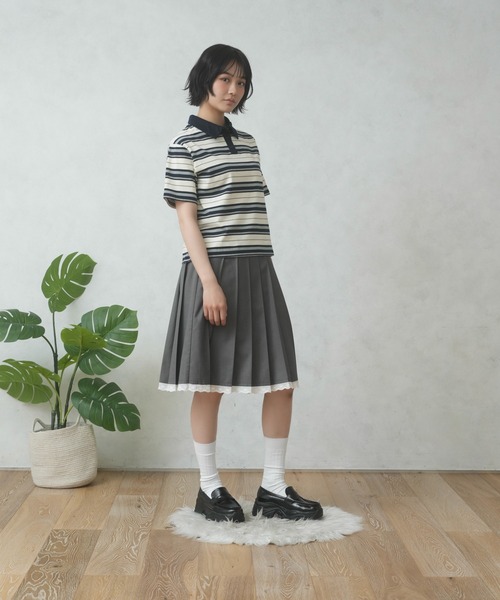FCMM(エフシーエムエム)の「MULTI BORDER POLO/マルチボーダーポロ(ポロシャツ・レディース・ブラック/ブラウン・MEDIUM/SMALL)」の4枚目の写真