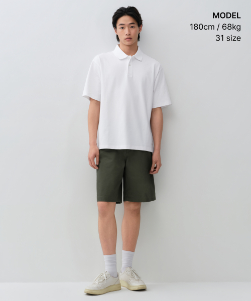 MUSINSA STANDARD（ムシンサスタンダード）の「[クールタンダード] ワイドチノショーツ [カーキ]（その他パンツ・メンズ・その他・26/27/28/29/30/31/32/33/34/36/38/40/42）」の7枚目の写真