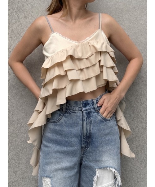 ELCHELE(エルチェレ)の「ANYWAY FRILL PARTS(キャミソール・レディース・ベージュ/オフホワイト/ブラック・FREE)」の18枚目の写真
