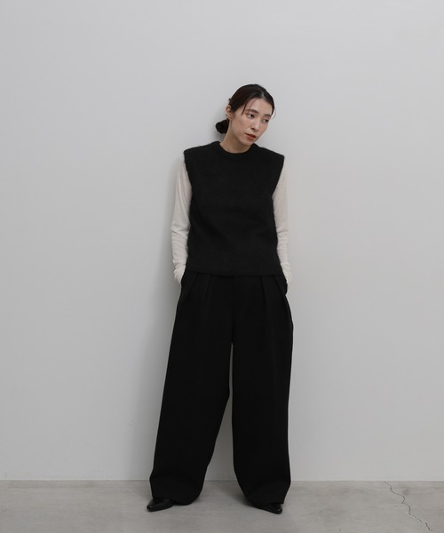 select MOCA(セレクトモカ)の「モヘア起毛ニットベスト(ベスト・レディース・グリーン/ブラウン/ブラック/オフホワイト/グレー・FREE)」の10枚目の写真