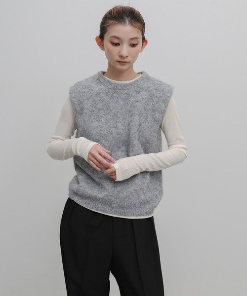 select MOCA(セレクトモカ)の「モヘア起毛ニットベスト(ベスト・レディース・グリーン/ブラウン/ブラック/オフホワイト/グレー・FREE)」の13枚目の写真