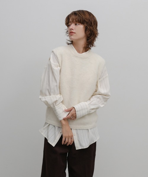 select MOCA(セレクトモカ)の「モヘア起毛ニットベスト(ベスト・レディース・グリーン/ブラウン/ブラック/オフホワイト/グレー・FREE)」の18枚目の写真