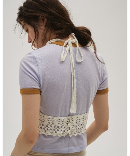 TODAYFUL(トゥデイフル)の「Crochet Knit Bustier(Tシャツ/カットソー・レディース・ホワイト/ネイビー・FREE)」の6枚目の写真