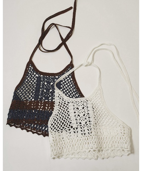 TODAYFUL(トゥデイフル)の「Crochet Knit Bustier(Tシャツ/カットソー・レディース・ホワイト/ネイビー・FREE)」の8枚目の写真