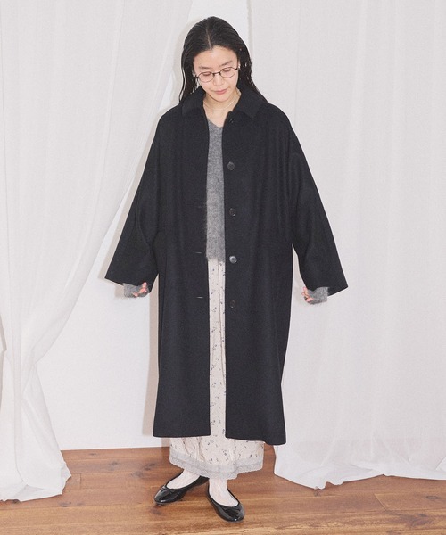 fig London(フィグロンドン)の「Phebe coat(ステンカラーコート・レディース・ベージュ/ブラック/ダークブラウン・FREE)」の14枚目の写真