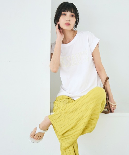 coca(coca)(コカ)の「フレンチスリーブ刺繍Tシャツ(Tシャツ/カットソー・レディース・ブラック/ホワイト・S/XL/L/M)」の6枚目の写真